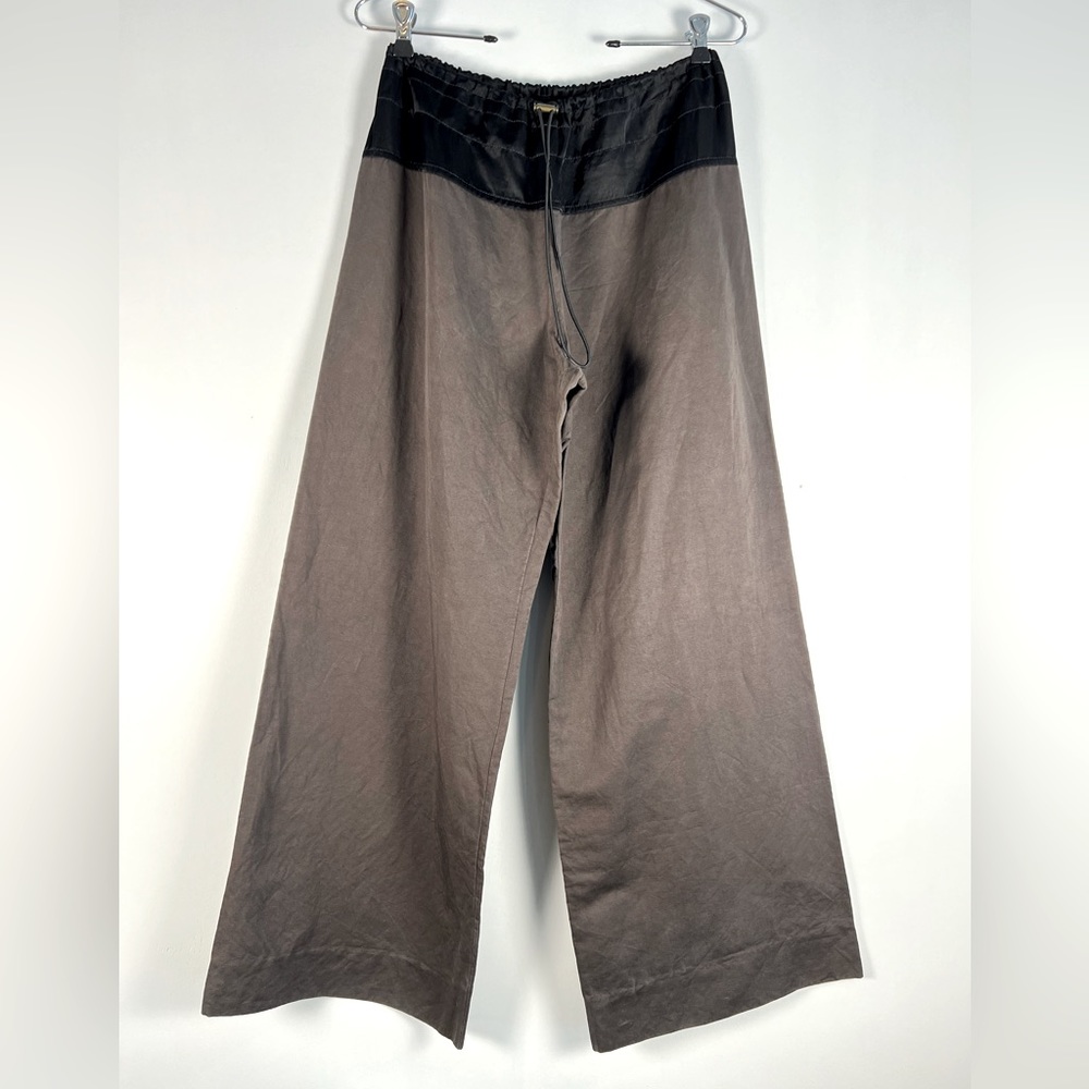 Lanvin brown/black wide leg drawstring pant sz.36